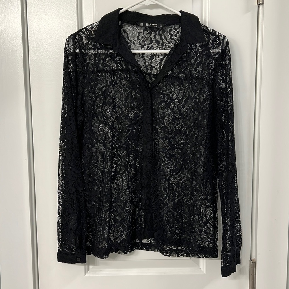 Zara lace button down